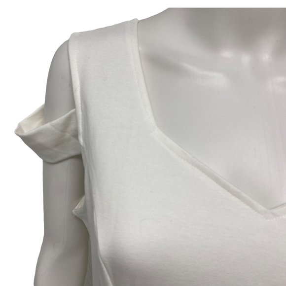 Ins Nova Women's Cold Shoulder Sleeve White V-Neck A-Line Dress Size XL - Picture 3 of 8